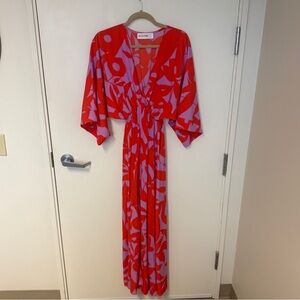 Sullivan Tyche Women’s Bold Orange and Pink Maxi Dress Sz Medium
